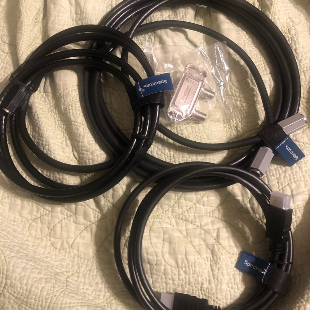 Spectrum Set: HDMI Cable, Splitter, Phone Cable & TV Cables (NEW)
